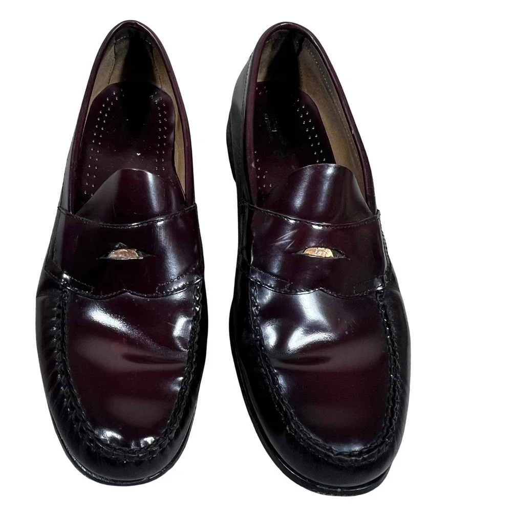G.H. Bass Weejuns Solid Penny Loafer Burgundy Preppy Leather Slip On Size 12 D